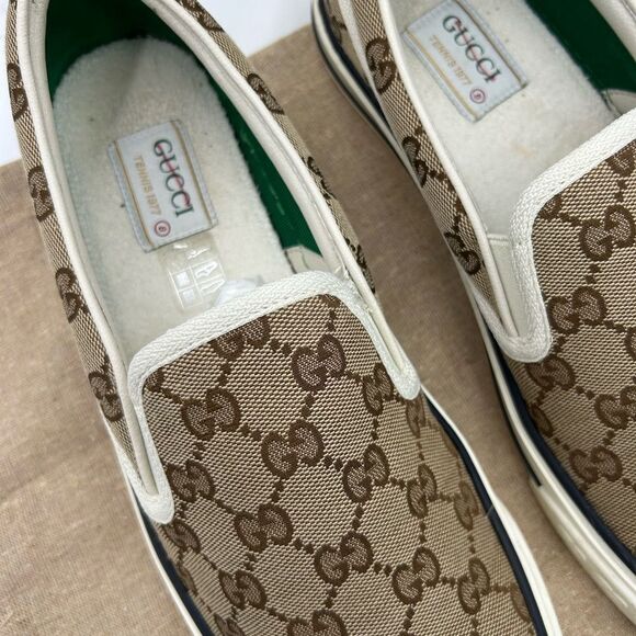 Men's Gucci GG canvas slip on sneakers size 8 fits 9 US. PRISTINE - Picture 4 of 11